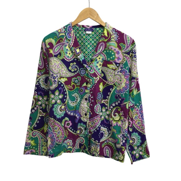 Vera Bradley Colorful Paisley Lightweight Button Up Cotton Shirt - Women’s Small - Picture 9 of 13